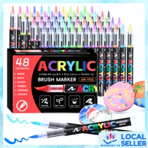 Acrylic Color Marker Pen for Rock Painting Brush Tip Paint Markers Art Supplies Drawing Stationery Pen Marker Lukisan